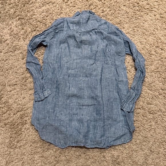 CP Shades Blue & White Linen Stripe Shirt Dress Beach Coverup Size Small - Picture 5 of 8